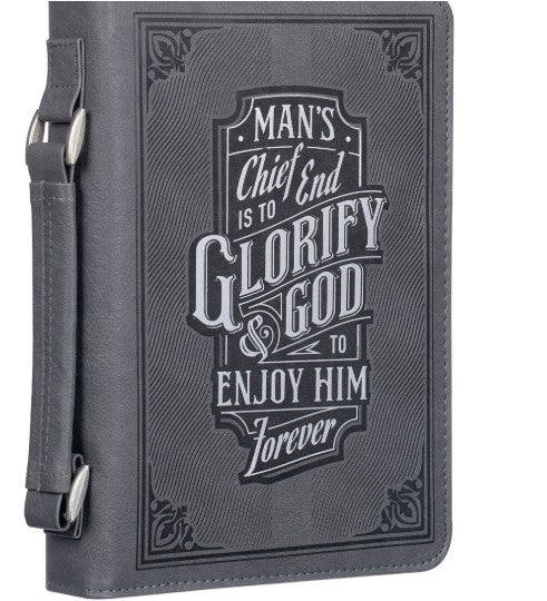 Glorify God Gray Faux Leather Classic Bible Cover