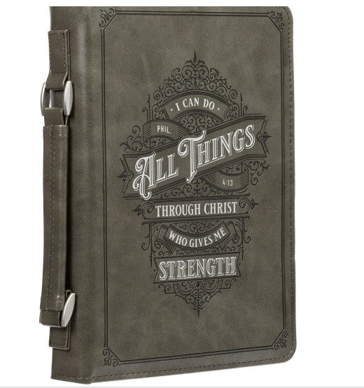 All Things Filigree Gray Faux Leather Classic Bible Cover