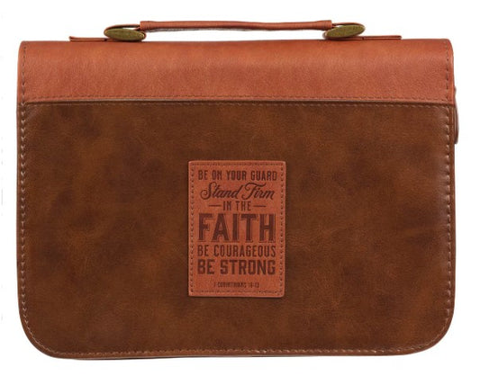 Stand Firm Two-tone Brown Faux Leather Classic Bible Cover