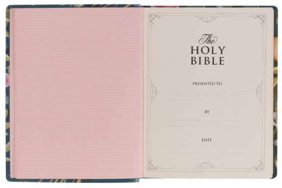 Teal Floral Ally Collection Large Print Faux Leather King James Version Note-taking Bible