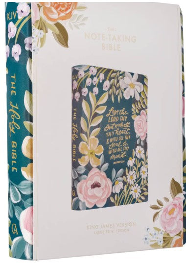 Teal Floral Ally Collection Large Print Faux Leather King James Version Note-taking Bible