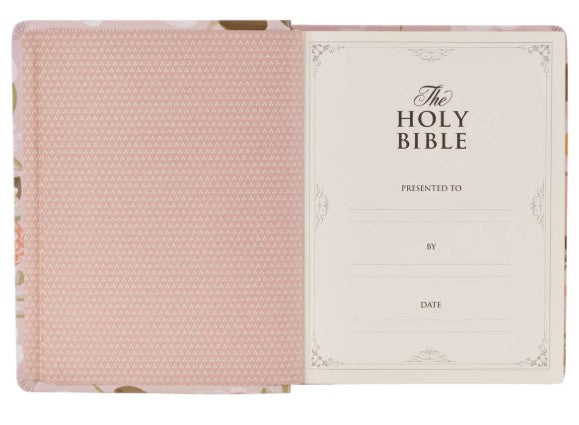 Peach Floral Margo Collection Faux Leather King James Version Note-taking Bible