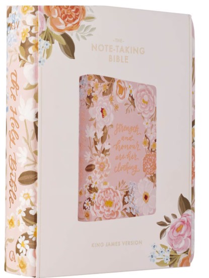 Peach Floral Margo Collection Faux Leather King James Version Note-taking Bible