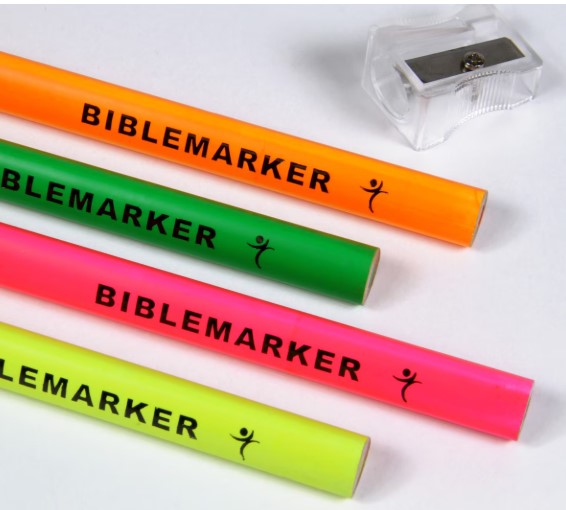 4 Piece Assorted Colors Jumbo Dry Highlighter Bible Markers with Sharpener