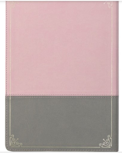 Pink and Gray Faux Leather Super Giant Print Full-size King James Version Bible with Thumb Index