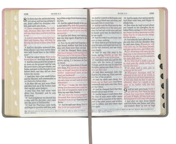 Pink and Gray Faux Leather Super Giant Print Full-size King James Version Bible with Thumb Index