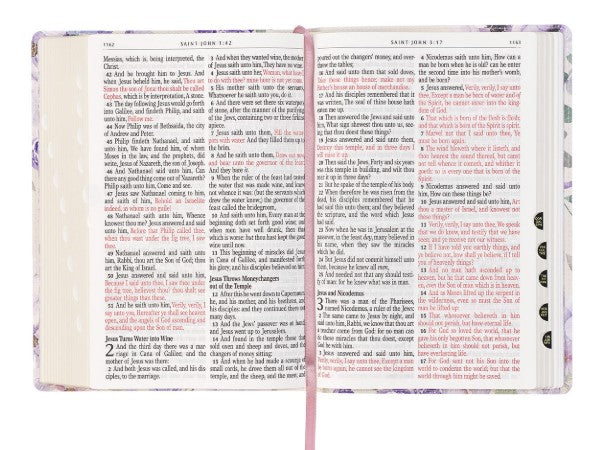 Lavender Floral Faux Leather Giant Print Full-size King James Version Bible