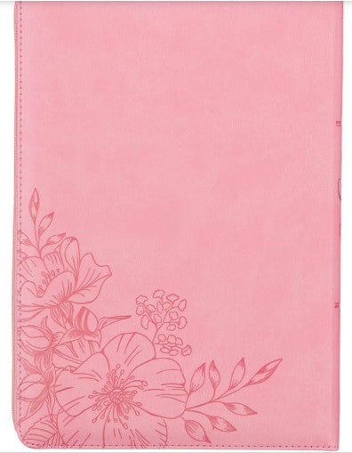 Sunrise Pink Faux Leather Large Print Thinline King James Version Bible with Zippered Closure