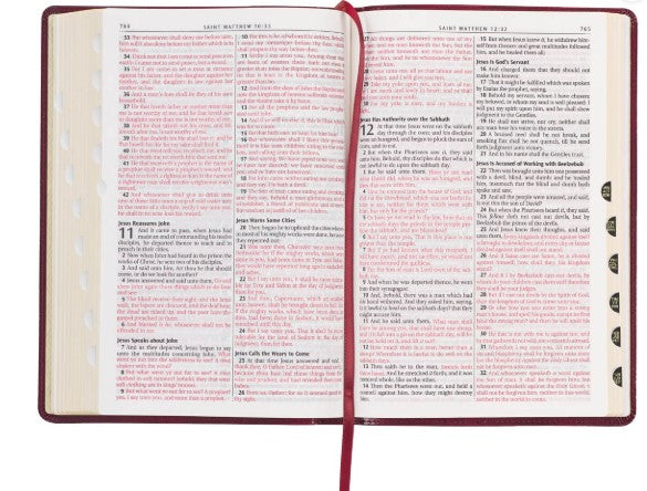 KJV Large Print Thinline Bible-Burgundy Cross Faux Leather Indexed