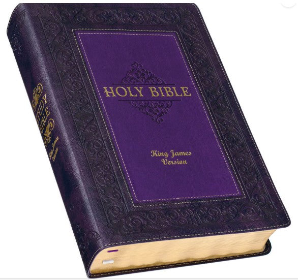 Two-tone Purple Faux Leather Large Print King James Version Study Bible