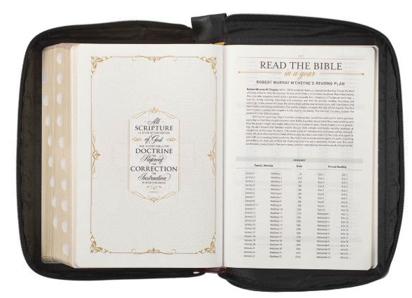 KJV Study Bible-Burgundy/Black Faux Leather Indexed w/Zipper