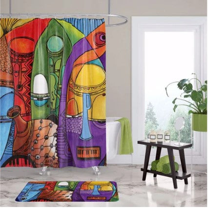 JAZZ MASKS SHOWER CURTAIN