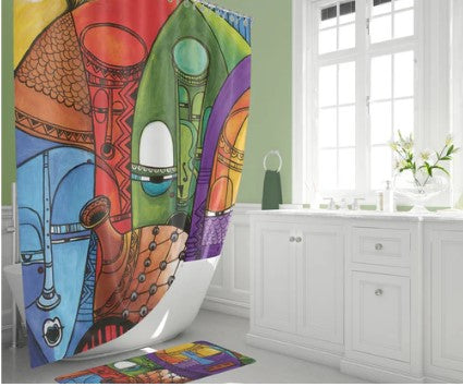 JAZZ MASKS SHOWER CURTAIN