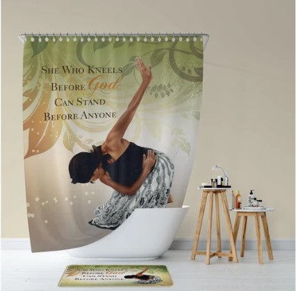 SHE WHO KNEELS SHOWER CURTAIN