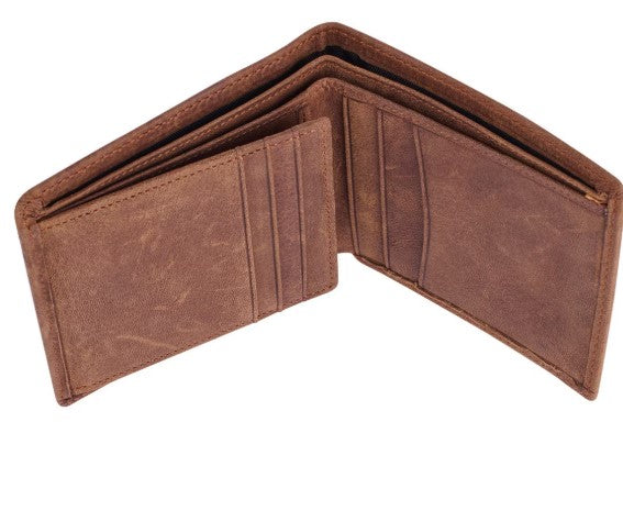 Men's Timber Spice Brown Full Grain Cowhide Leather Bifold Rhino Armor Wallet