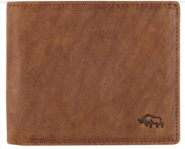 Men's Timber Spice Brown Full Grain Cowhide Leather Bifold Rhino Armor Wallet