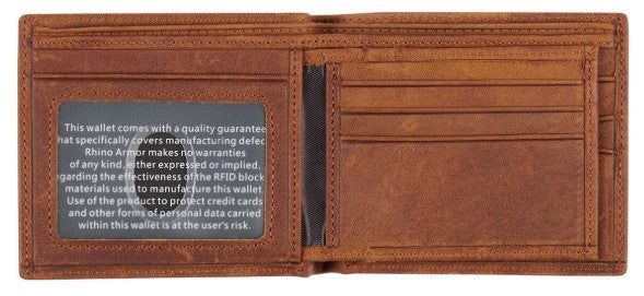 Men's Diesel Brown Full Grain Cowhide Leather Bifold Rhino Armor™ Wallet