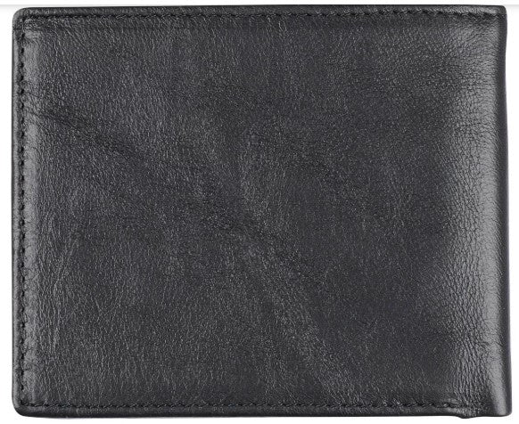 Men's Ebony Black Full Grain Cowhide Leather Bifold Rhino Armor Wallet