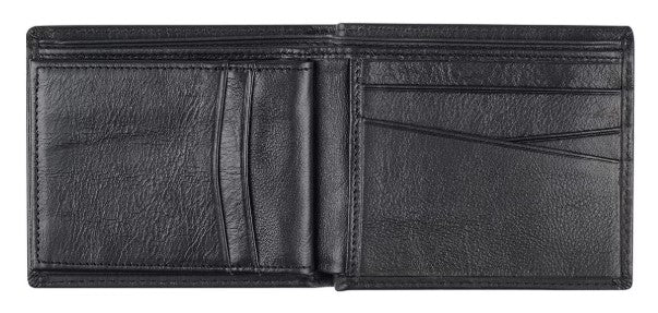 Men's Ebony Black Full Grain Cowhide Leather Bifold Rhino Armor Wallet