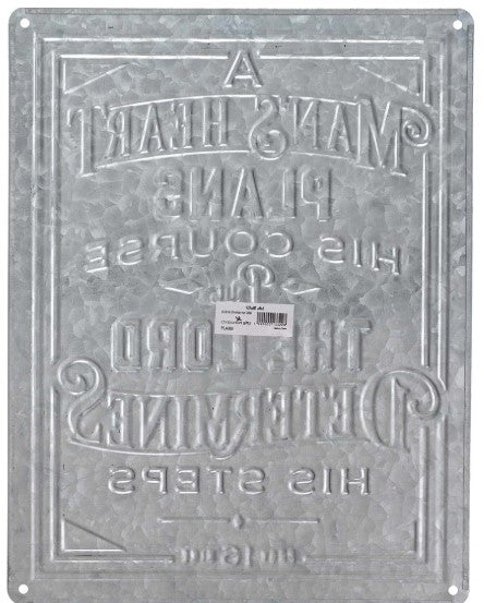 A Man's Heart Vintage Galvanized Metal Wall Art - Proverbs 16:9